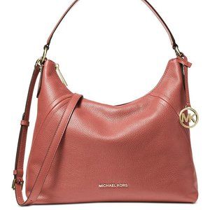 Brand new NWT Michael Kors Sunset Peach Aria Pebbled Leather Shoulder Bag